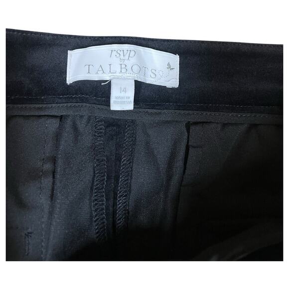Talbots RSVP Dress Pants Velvet Velour Black Ankle Ruffle Hem Skinny Size 14 - Picture 2 of 8